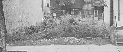 
This vacant overgrown lot, purchased from the city of Philadelphia for $1.00 under the urban homesteading program, became the site of the Parrish Community Park. 
